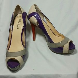 Guess VICKI Peep Toe Platform Pump Heel 7.5